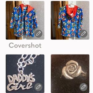 MARIO fleece jacket sz6+925 Rose Ring 6.5 & Sterling Daddy’s girl bracelet 🖤